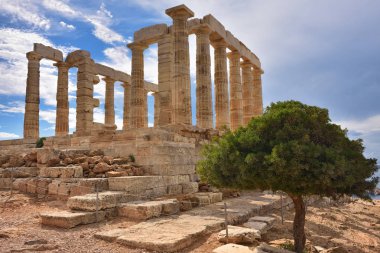 Cape Sounion Attica Yunanistan 'daki Poseidon Tapınağı