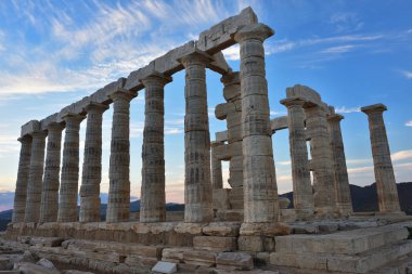 Cape Sounion Attica Yunanistan 'daki Poseidon Tapınağı