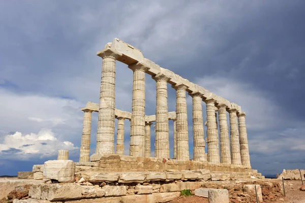 Poseidons tempel vid Cape Sounion Attica Grekland — Stockfoto