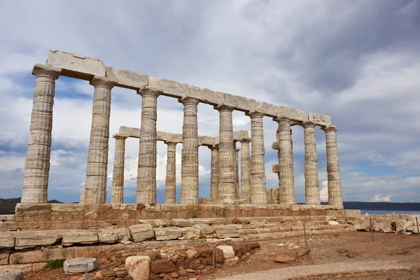 Poseidons tempel vid Cape Sounion Attica Grekland — Stockfoto