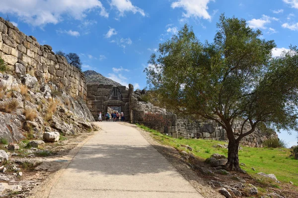 Az oroszlán-kapu Mycenae, Görögország — Stock Fotó