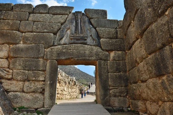 La Puerta del León en Micenas, Grecia — Foto de Stock