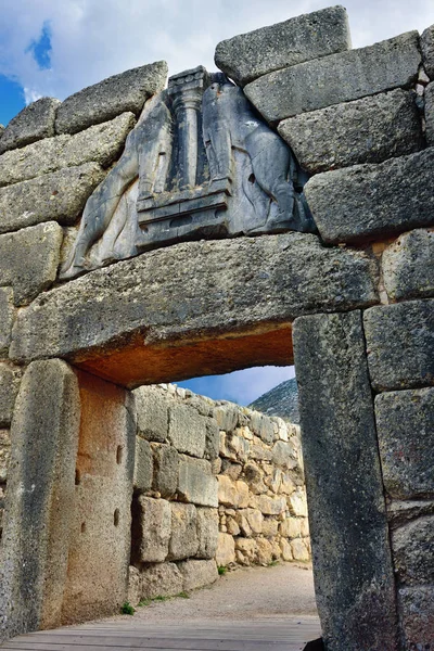 De Leeuwenpoort in oude mycenae, Griekenland — Stockfoto