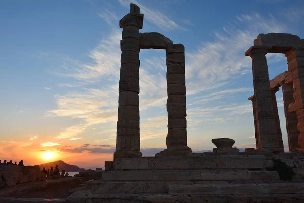 Храм Посейдона в Cape Sounion Аттика Греції на заході сонця — стокове фото