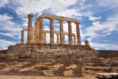 Temple of Poseidon at Cape Sounion Attica Greece clipart