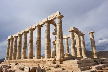 Cape Sounion Attica Yunanistan 'daki Poseidon Tapınağı