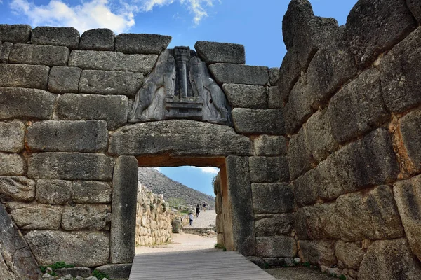 La Puerta del León en Micenas, Grecia — Foto de Stock