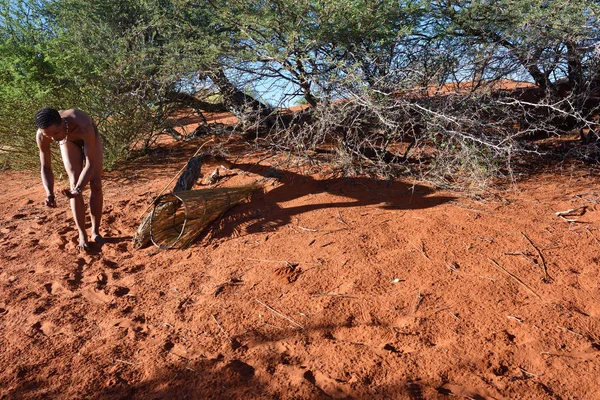 Bushman hunter Kalahari-woestijn, Namibië — Stockfoto