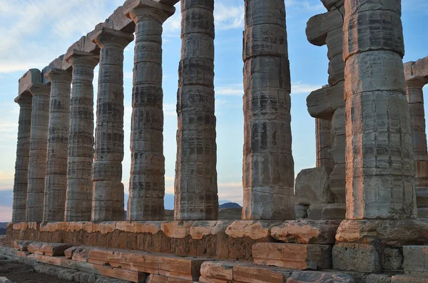 Храм Посейдона в Cape Sounion Аттика Греції на заході сонця — стокове фото