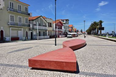 Çizgili renkli evler, Costa Nova, Beira Litoral, Portekiz, Eur