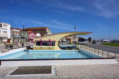 Çizgili renkli evler, Costa Nova, Beira Litoral, Portekiz, Eur