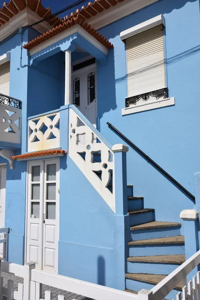 Striped colored houses, Costa Nova, Beira Litoral, Portugal, Eur — Stock Photo, Image