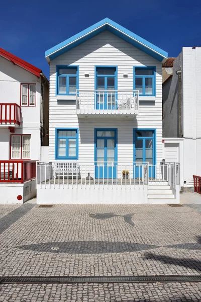 Striped colored houses, Costa Nova, Beira Litoral, Portugal, Eur — Stock Photo, Image