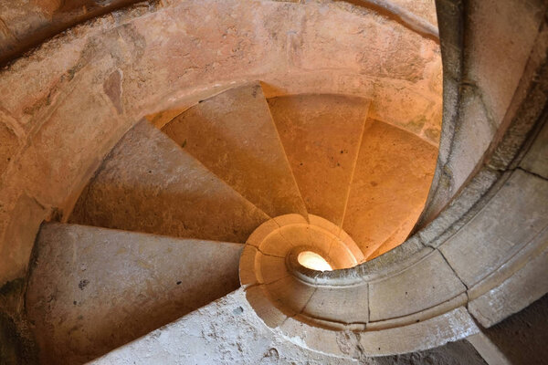Convent of Christ in Tomar, Portugal. Spiral staircase 