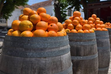 Oranges in barrels clipart