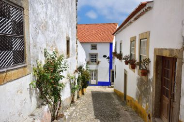  Obidos, Portekiz pitoresk şehrin sokaklarında