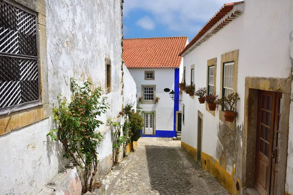 V ulicích malebné městečko Obidos, Portugalsko — Stock fotografie