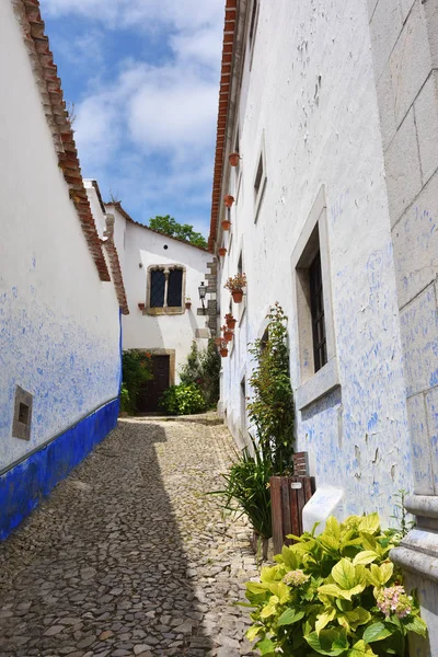 In the streets of the picturesque town of Obidos, Portugal — Stock Photo, Image