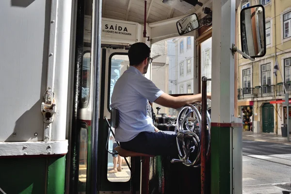 The tram driver, Lisbon, Portugal — Stock Photo, Image
