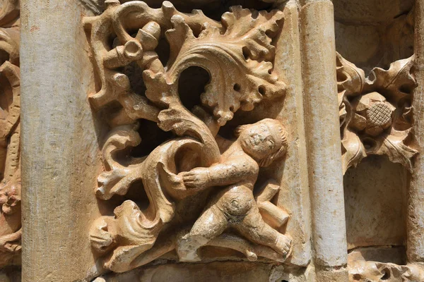 Convento de la Orden de Cristo en Tomar Portugal, detalle de piedra — Foto de Stock