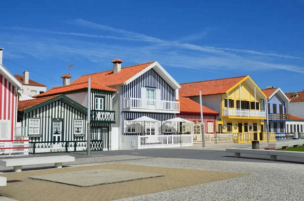 Casas a rayas, Costa Nova, Beira Litoral, Portugal, Eur — Foto de Stock