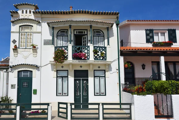Gekleurde huizen, Costa Nova, Beira Litoral, Portugal — Stockfoto