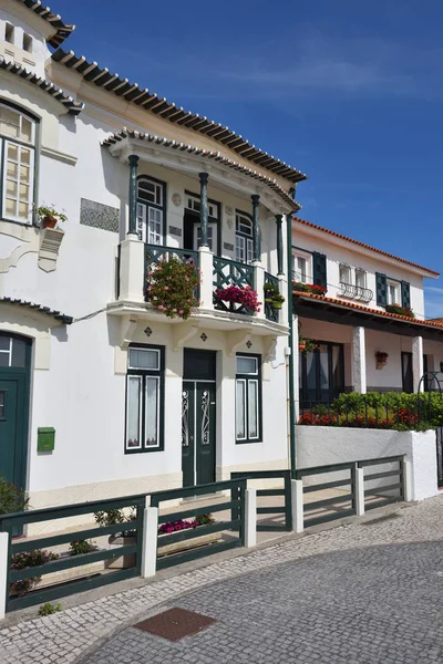 Gekleurde huizen, Costa Nova, Beira Litoral, Portugal, — Stockfoto