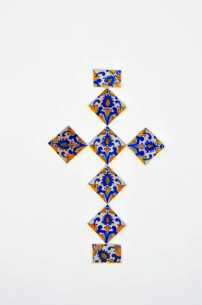 Azulejo 装修的瓷砖，葡萄牙奥比都斯 — 图库照片