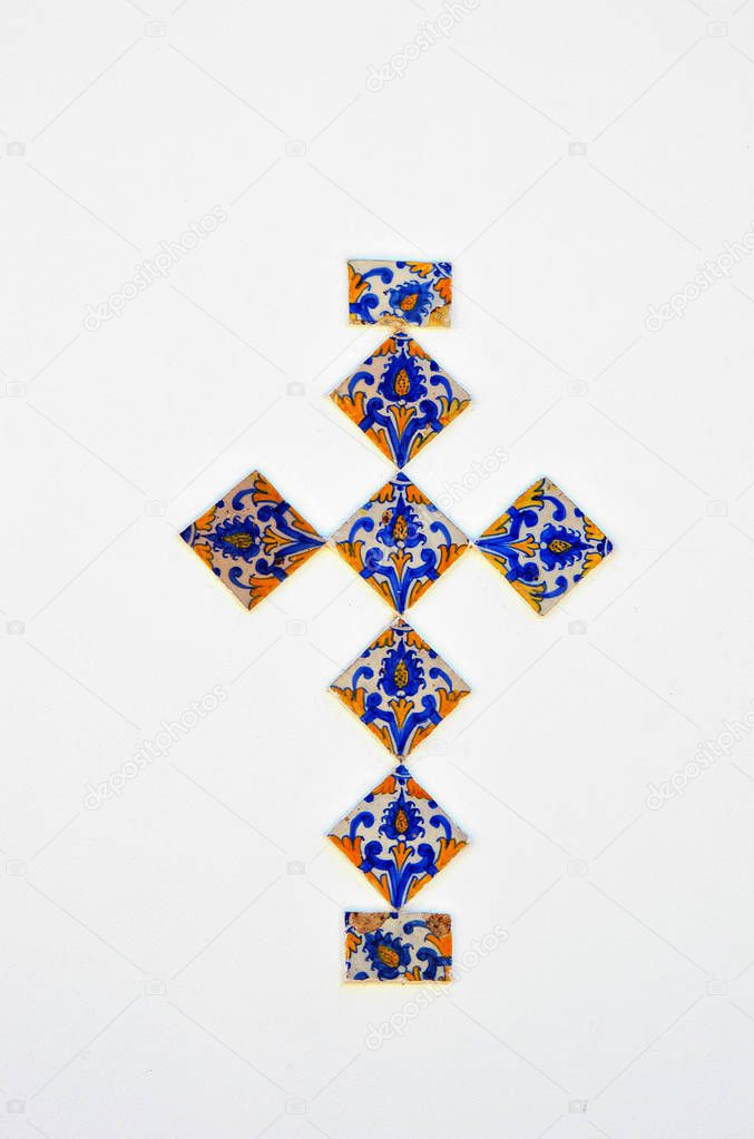 Azulejo decoration of tiles, Obidos, Portugal