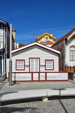 Çizgili renkli evler, Costa Nova, Beira Litoral, Portekiz, Eur