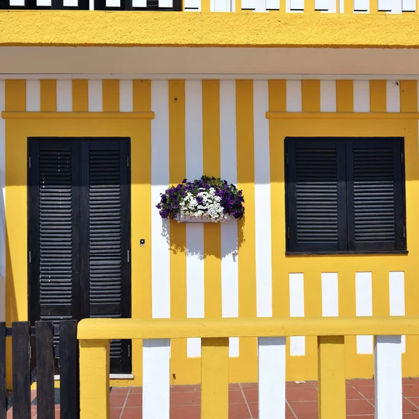 Striped colored houses, Costa Nova, Beira Litoral, Portugal, Eur — Stock Photo, Image