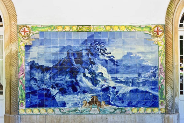 Niebieski panel azulejo, Portugalia — Zdjęcie stockowe