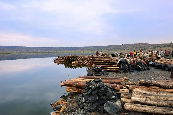 Les mines de sel du lac Katwe en Ouganda, Afrique — Photo