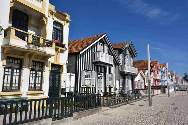 Casas a rayas, Costa Nova, Beira Litoral, Portugal, Eur —  Fotos de Stock