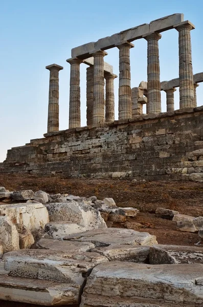 Poseidons tempel vid Cape Sounion Attica Grekland — Stockfoto