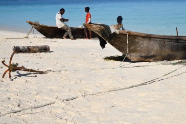 Yerel balıkçılar, Kendwa, Zanzibar, Tanzanya, Afrika