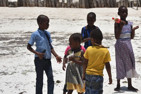 Children on the Pingwe beach, Zanzibar, Tanzania, Africa — Stock Photo, Image