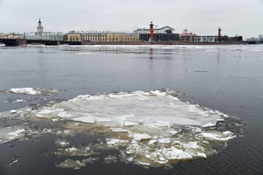 Vasilyevsky Adası Neva Nehri ve Tükürüğü, St. Petersburg, Russi