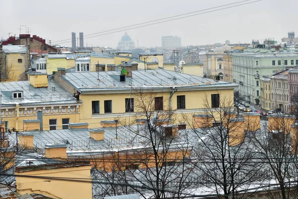São Petersburgo telhados de edifícios antigos no inverno. Rússia — Fotografia de Stock