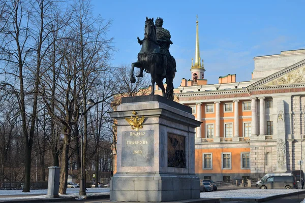 Saint Petersburg Russia January 2020 Equestrian Monument Russian Emperor Peter — Stock Photo, Image