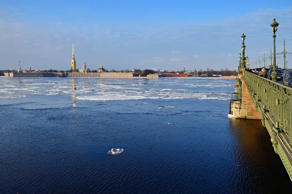 Санкт Петербург Россия Января 2020 Зимой Троицкого Моста Через Неву — стоковое фото