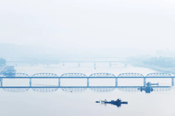 Pyongyang Dpr Korea Północna Korea Most Taedong Nad Rzeką Taedong — Zdjęcie stockowe