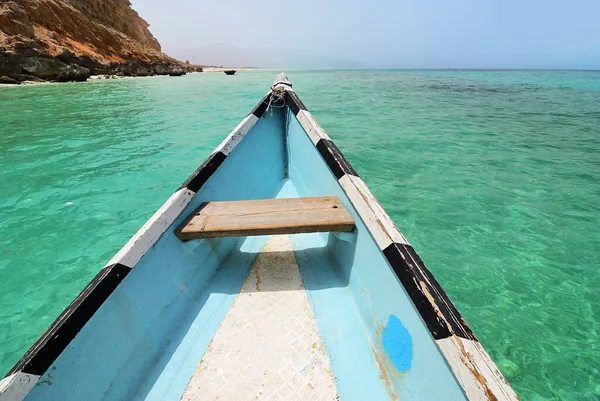 Prow Łodzi Ras Shuab Shuab Bay Plaży Jednej Najbardziej Znanych — Zdjęcie stockowe