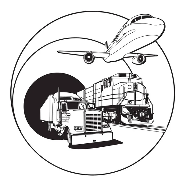 Insigne de transport noir et blanc — Image vectorielle