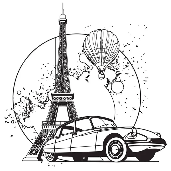 Badge style français noir et blanc — Image vectorielle