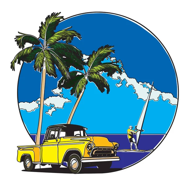 夏威夷风格徽章 — 图库矢量图片