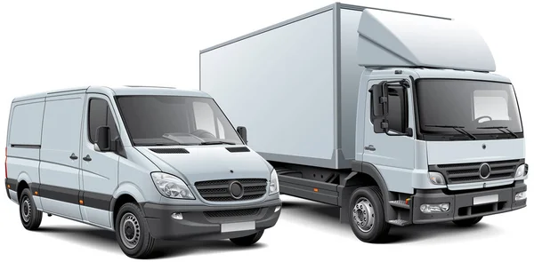 Caminhão de caixa e veículo de mercadorias leves — Fotografia de Stock