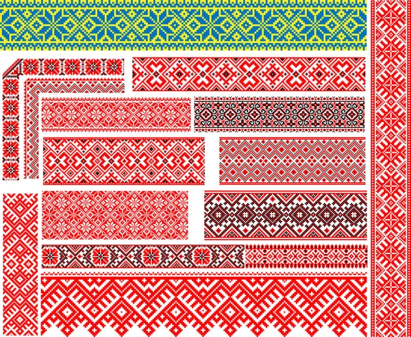 Ensemble de 15 motifs ethniques pour broderie point — Image vectorielle