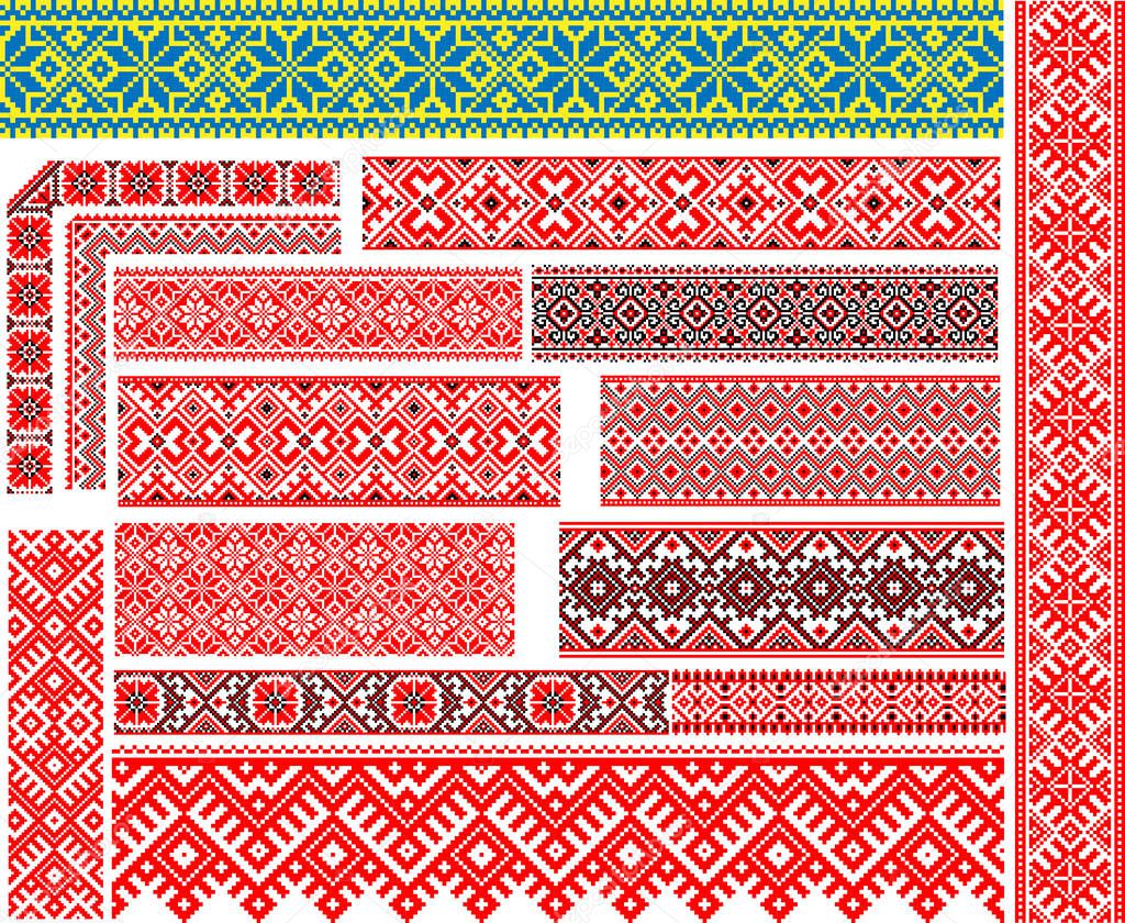 Set of 15 Ethnic Patterns for Embroidery Stitch 