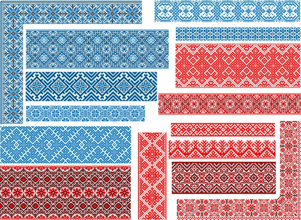 Set of 15 Seamless Ethnic Patterns for Embroidery Stitch — Stock Vector